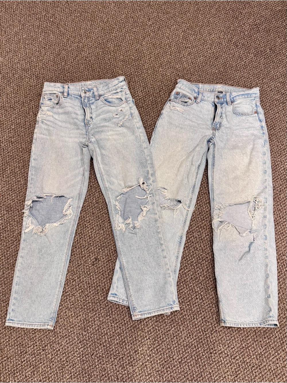 American Eagle Outfitters Light Blue High-Rise Distressed Jeans - 2 Pair